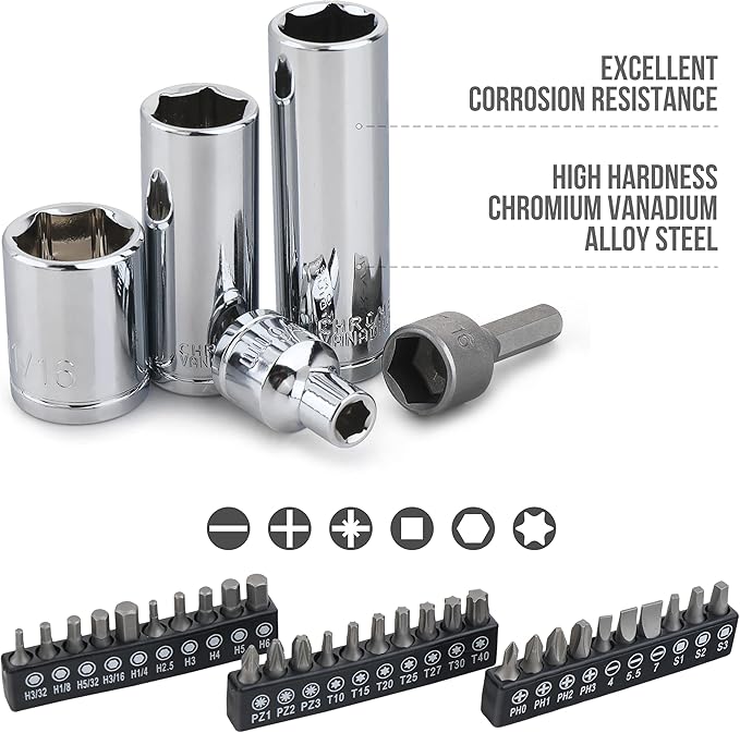 TorqueMaster™ 123-Piece Mechanic’s Tool &amp; Socket Set