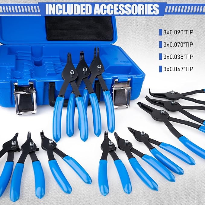 SnapMaster Pro™ 12-Piece Heavy-Duty Snap Ring Pliers Set